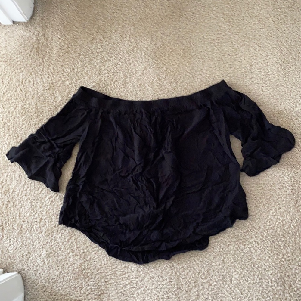 Black off the shoulder dress shirt